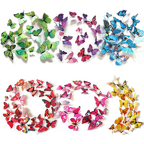 HaimoBurg 72 Piezas 3D Mariposa Pegatinas de Pared Etiquetas Engomadas Mariposas Decoración de la Pared Para Hogar Habitación Casa