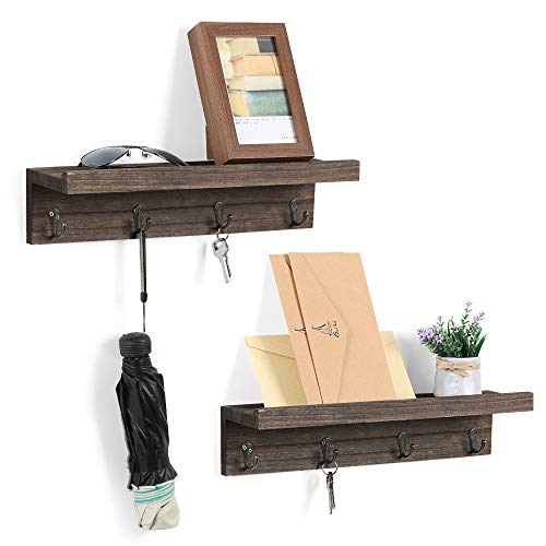 HAITRAL - Organizador de madera para cartas y llaves (2 unidades), color café
