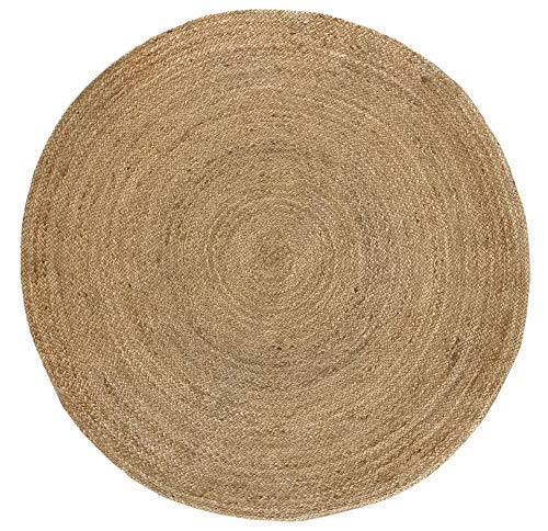 HAMID Alfombra Yute Alhambra Color Natural Redonda - Alfombra 100% Fibra de Yute (150x150cm)
