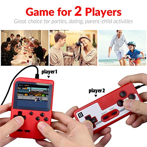 Hanbee Consola de Juegos Portátil, 400 Juegos Retro 3 Pulgadas Pantalla a Color Soporte para Jugadores Duales y Conexión de TV, Recargable Game Player ，Presente para niños y Adultos
