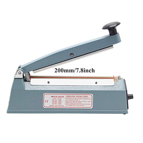 Hanchen Selladora de Bolsas de Plástico 200mm Sellador Térmico de Impulso Profesional 310W para Bolsas de Polietileno/de Papel de Aluminio/de Papel Kraft