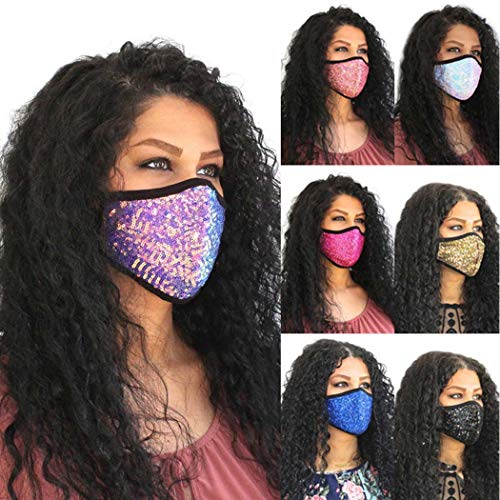 Handcess Máscara de Lentejuelas Brillantes Bola de Mascarada Brillante Máscaras faciales de Fiesta Accesorio de Disfraz de Genio de Halloween para Mujeres (Negro)