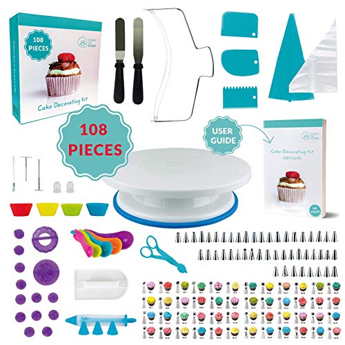Hands on Kitchen Hok1 Kit de decoración para tartas, Plástico, Acero Inoxidable y Silicona