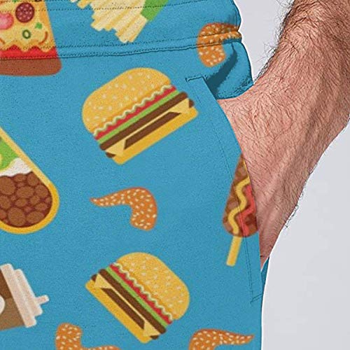 Hangdachang Pantalones Deportivos para Hombre, Comida rápida, Doodle, Hamburguesa con Queso, Almuerzo, Aperitivo o Bebida, Pantalones Casuales, Pantalones Deportivos Suaves y cómodos para Correr XXL