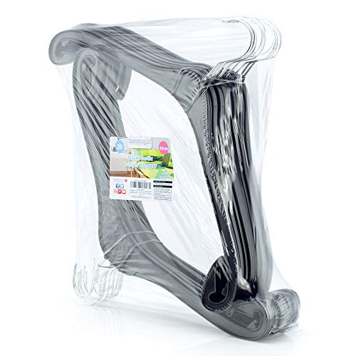 Hangerworld 50 Perchas 43cm Plástico Extremos Redondeados Tejidos de Lana Suéteres y Prendas con Tirantes