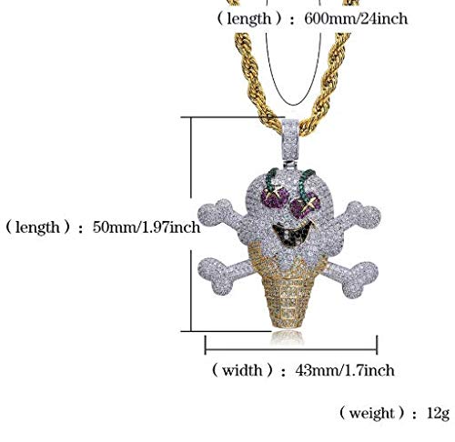 HAOYU Explosiones Europeas y Americanas Calle Dibujos Animados Personalidad Pirata Helado Colgante Micro-Incrustaciones con Zircon Tide Marca Hombres y Mujeres Collar