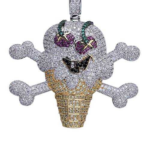 HAOYU Explosiones Europeas y Americanas Calle Dibujos Animados Personalidad Pirata Helado Colgante Micro-Incrustaciones con Zircon Tide Marca Hombres y Mujeres Collar