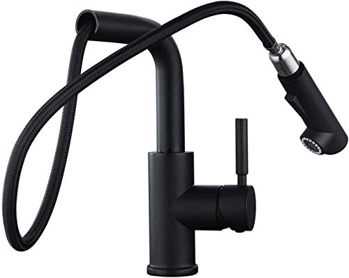 Hapilife Grifo Cocina Negro Grifos de Cocina Grifo Cocina Extraible Negro Grifo de Cocina fregadero Negro Grifo Cocina Alto Griferia Cocina Negro con Doble Chorros Antical Giratorio