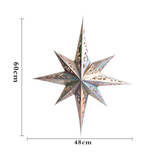 Happyyami Estrella de papel para lámpara pantalla de estrella de papel techo de navidad ornamento colgante cortinas de papel de luz decoración para el banquete de boda en casa