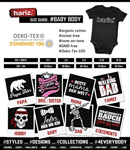 Hariz - Body de manga corta para bebé, diseño de ciervo, animales de la jungla, incluye tarjeta de regalo, color negro