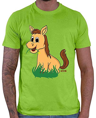 Hariz - Camiseta para hombre, diseño de caballo dulce verde claro XXXL
