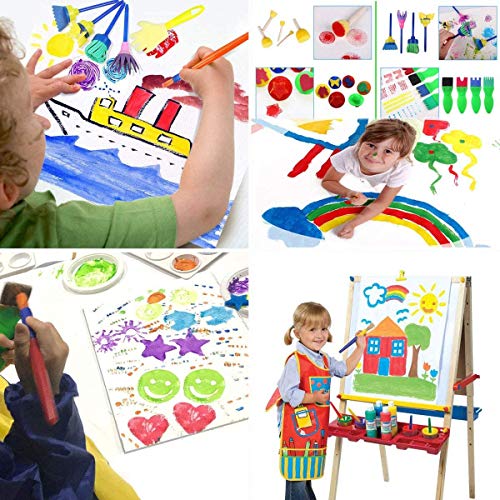 Harxin 30 Piezas Niños Cepillos de Pintura de Esponja Herramientas de Dibujo para Niños Pintura Temprana Artes DIY Artesanías (30 Piezas)