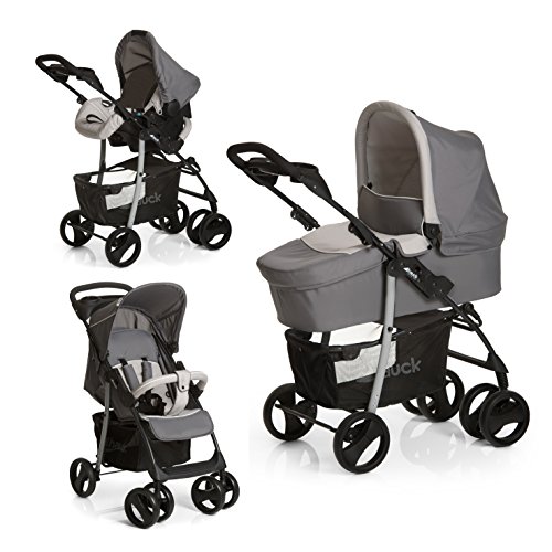 Hauck Shopper SLX Trio Set - Silla de paseo, 3 piezas de capazo, sillita y grupo 0+, Negro/Gris