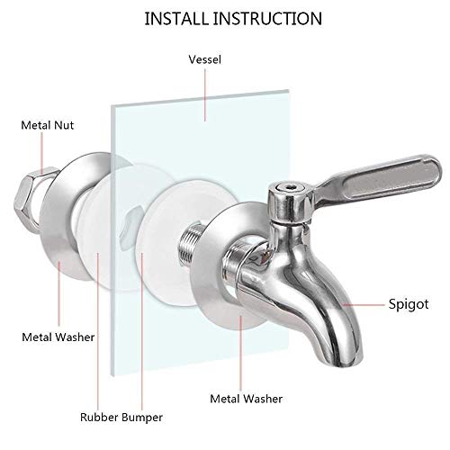 Hbsite Grifo acero inoxidable dispensador,de bebidas de acero inoxidable Grifo de cerveza Se adapta al dispensador de agua de 5/8 pulgadas Grifo de vino para jugo de reemplazo 16mm del dispensador