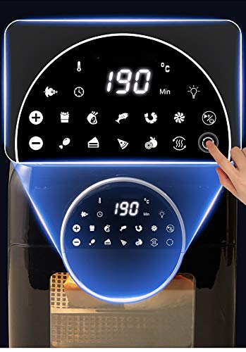 HDJX Freidora de Aire Caliente con Pantalla LED Digital, freidora de Aire antiseco, Mini Horno de 1500 W, deshidratador de Frutas, 6 Tipos de Accesorios y Recetas de Acero Inoxidable