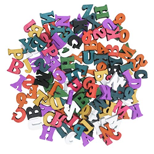 Healifty - 100 letras pequeñas de madera del alfabeto para manualidades de madera, rodajas de madera, herramientas educativas para álbumes de recortes, manualidades, 15 mm