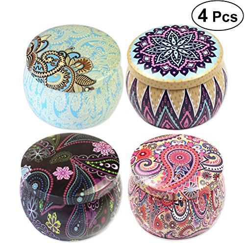 Healifty 4pcs Cajas de Caramelos Metal Cajas de Regalo o Té Flores Boda Creative Vintage