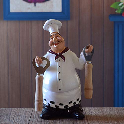 Healifty Estatua de Cocinero de Resina Retro Adorno Escultura de Chef de Estilo Americano Figuras de Chef francés Decoraciones de Cocina Gourmet -tamaño 3 (Apertura del abridor)