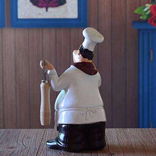 Healifty Estatua de Cocinero de Resina Retro Adorno Escultura de Chef de Estilo Americano Figuras de Chef francés Decoraciones de Cocina Gourmet -tamaño 3 (Apertura del abridor)