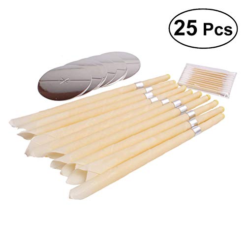 HEALLILY 10 piezas Cera de Abeja Vela Conos Kit de Eliminación de Velas de Cera del Oído con 5 piezas de bandejas y 10 piezas de hisopo