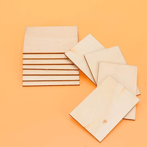 HEALLILY 60 Piezas Madera Rectangular de Manualidades Recortes de Madera Rodajas de Madera para Pintar DIY Manualidades Bricolaje