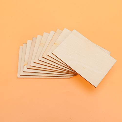HEALLILY 60 Piezas Madera Rectangular de Manualidades Recortes de Madera Rodajas de Madera para Pintar DIY Manualidades Bricolaje