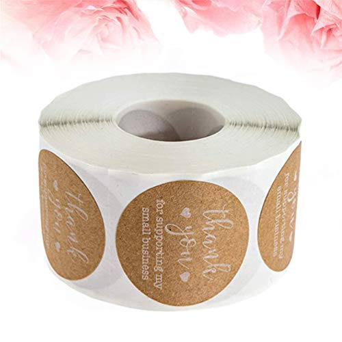 HEALLILY kraft pegatinas de papel sellado gracias sacas las etiquetas de la etiqueta redondas para hornear bolsa de embalaje 500 1 rollo
