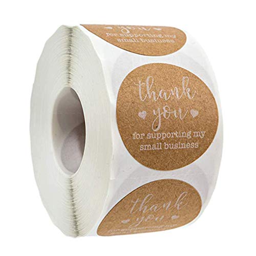 HEALLILY kraft pegatinas de papel sellado gracias sacas las etiquetas de la etiqueta redondas para hornear bolsa de embalaje 500 1 rollo