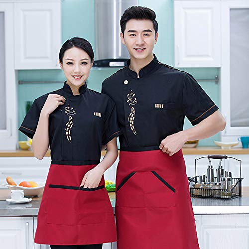 Heart&M Uniforme de Chef de Cocina Desgaste Unisex Cocinero de la hornada del Cocinero del Cocinero Ropa de Trabajo los Hombres Chef Chaqueta de Manga Larga de los Hombres de,Negro,XXXXL