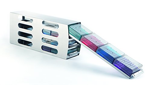 Heathrow Scientific HD2864 Arctic - Organizador de para congelador de laboratorio (cuadrado, horizontal, con cuatro cajones, acero inoxidable)
