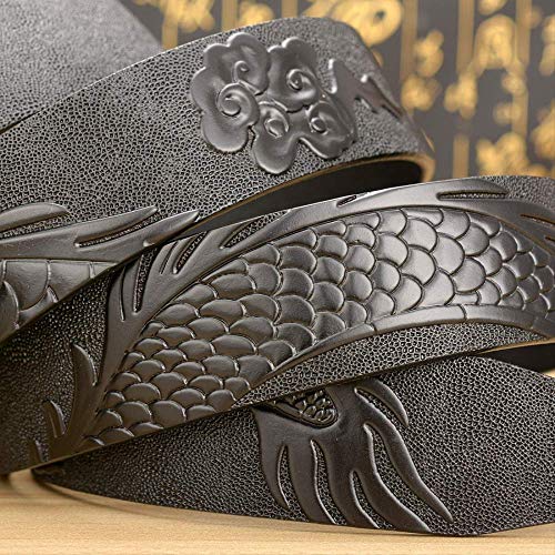 Hebilla de cinturón automática de grifo dominante de alta gama, cinturón de cuero para hombres, exquisito patrón de dragón, cinturón de cuero puro personalizado 125 * 3.5 cm hebilla de plata negra