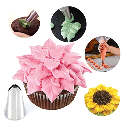 Hebudy Conjunto de boquillas de tubería rusa Incluye 12 boquillas de decoración de pasteles rusas 2 boquillas de flores pequeñas 2 acopladores 10 bolsas desechables 1 bolsa de hielo