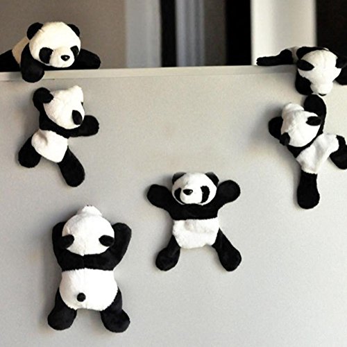 heDIANz 1 Unid Panda Imán De Nevera Pegatina De Refrigerador Lindo Regalo De Felpa Suave Decoración De Recuerdo Negro + blanco