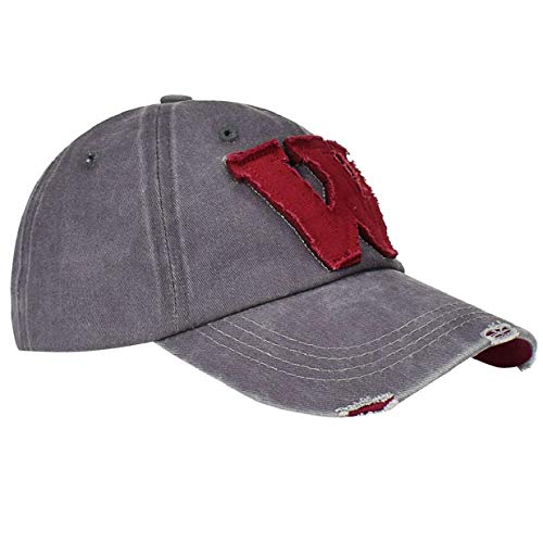 heekpek Gorra Hombre Béisbol Retro Snapback Unisex Verano Letra W Moda Hockey Béisbol Gorras Hip Hop Sombreros (Gris)
