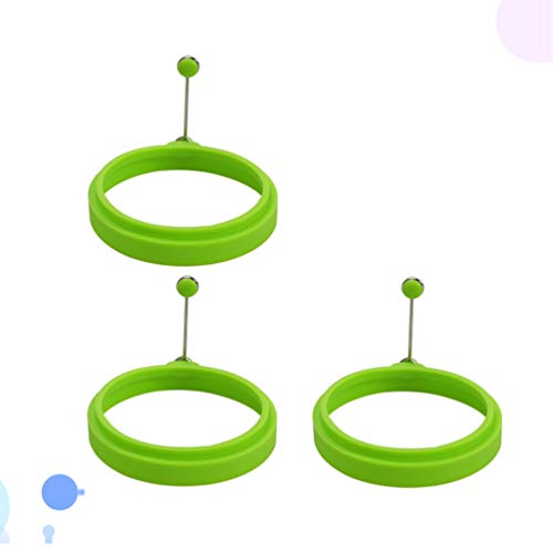 Hemoton 3pcs Silicona Huevos Fritos para Sartén Anillos para Huevos Molde para Tortitas de Silicona Molde para Tortilla Redondo para Huevos Cocción n (Verde)