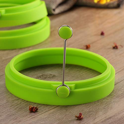 Hemoton 3pcs Silicona Huevos Fritos para Sartén Anillos para Huevos Molde para Tortitas de Silicona Molde para Tortilla Redondo para Huevos Cocción n (Verde)