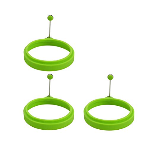 Hemoton 3pcs Silicona Huevos Fritos para Sartén Anillos para Huevos Molde para Tortitas de Silicona Molde para Tortilla Redondo para Huevos Cocción n (Verde)