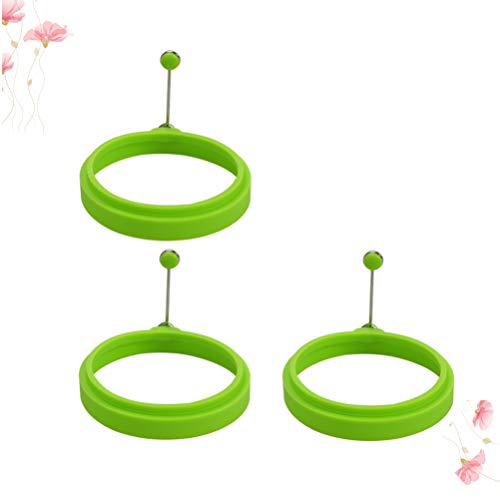 Hemoton 3pcs Silicona Huevos Fritos para Sartén Anillos para Huevos Molde para Tortitas de Silicona Molde para Tortilla Redondo para Huevos Cocción n (Verde)