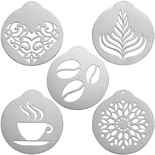 Hemoton 5 Piezas Plantillas Decoración de Café, Plantillas de Cafe Capuchino, Plantilla de Arte de Café para Decorar Pastel de Cupcake de Avena Capuchino Chocolate Caliente para Navidad