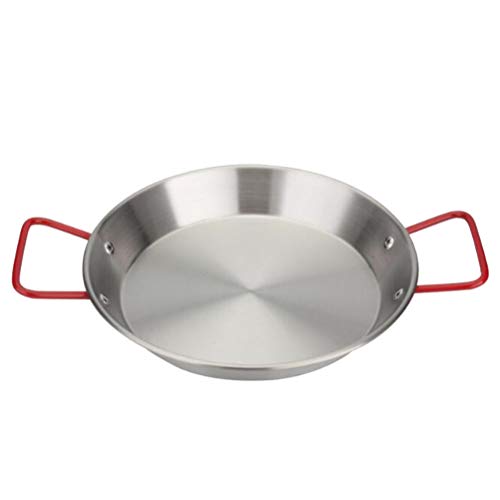 Hemoton Paellera de Acero Inoxidable Fideos de Pollo Fritos Antiadherentes Sartén Paellera de Grado Restaurante Suministros de Cocina (28 Cm)