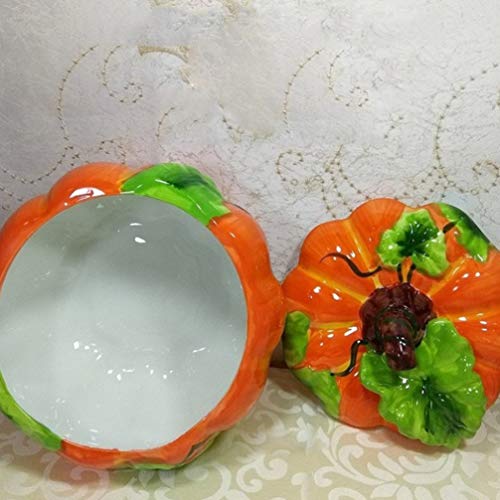 Hemoton Tazón de Dulces Bocadillo Tarro de Calabaza Decorativa Platos de Dulces Recipiente de Almacenamiento de Alimentos de Cerámica con Tapa Ornement de Halloween 15. 5X15. 5X14. 5Cm