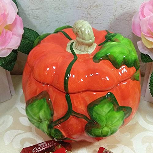 Hemoton Tazón de Dulces Bocadillo Tarro de Calabaza Decorativa Platos de Dulces Recipiente de Almacenamiento de Alimentos de Cerámica con Tapa Ornement de Halloween 15. 5X15. 5X14. 5Cm