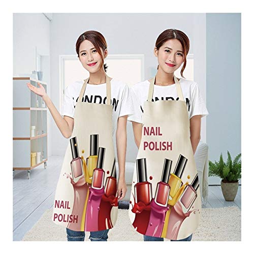 Henanyimeixiang Delantal Flor de Lino Esmalte de uñas temático Imprimir Delantal de la Cocina Dinner Party Unisex Cocinar Babero Divertido Limpio Delantal (Color : 4, Size : 47x38cm)