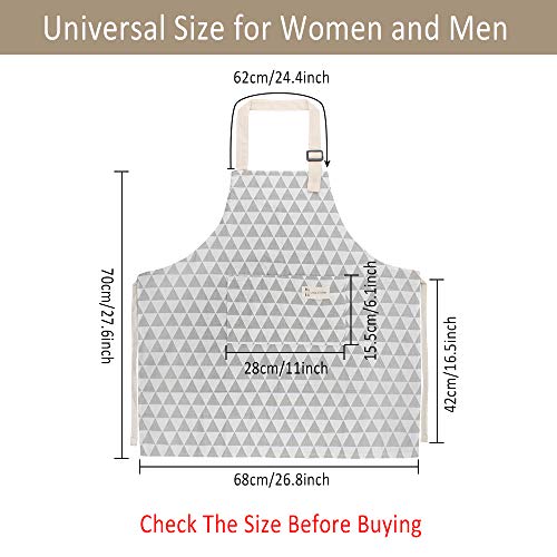 Heqishun 4 Piezas Delantal de Cocina con Bolsillo, Delantal de Cocina Ajustable de Lino y Algodón para Mujeres y Hombres
