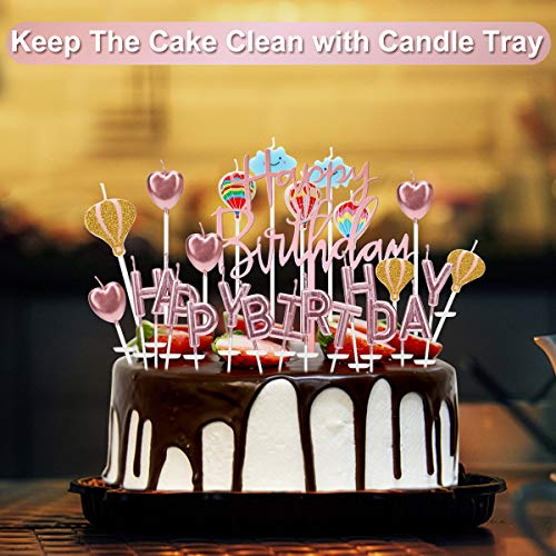 Herefun Adornos de Pastel de Cumpleaños, Velas de Pastel de Cumpleaños de Oro Rosa HAPPY BIRTHDAY Velas Amor Corazón de Tartas de Letras Decoraciones Topper para Cumpleaños Fiesta Temática Romántico