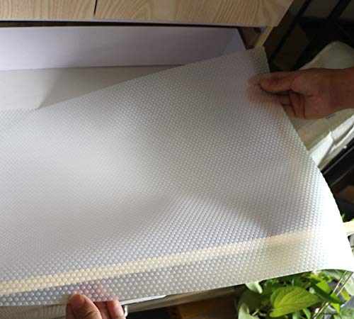 Hersvin 60cmx500cm Plastico Protector para Cocina Cajones, Alfombras Antideslizante Non Adhesivo para Nevera Mueble Fregadero Estante Organizador Cubiertos EVA Cubre Encimera(Transparente Punto)