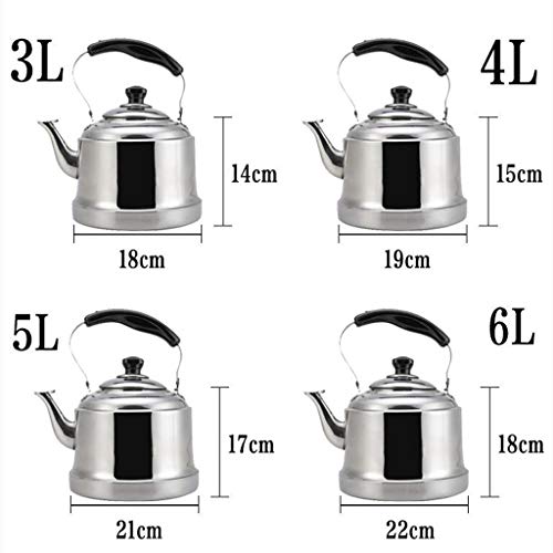 Hervidor HMLIFE Whistling Caldera de Gas de Acero Inoxidable 304 Espesar Cocina de inducción de Gas doméstica de Gran Capacidad Caldera de Restaurante (Tamaño : 5L)