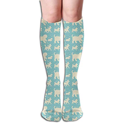 hgdfhfgd Doggie Walk Mint Green Pastel Yellow Doggies Unisex trend Crew Socks Athletic Casual Sock Best for Running, Athletic Sports, Flight Travel trend 2730