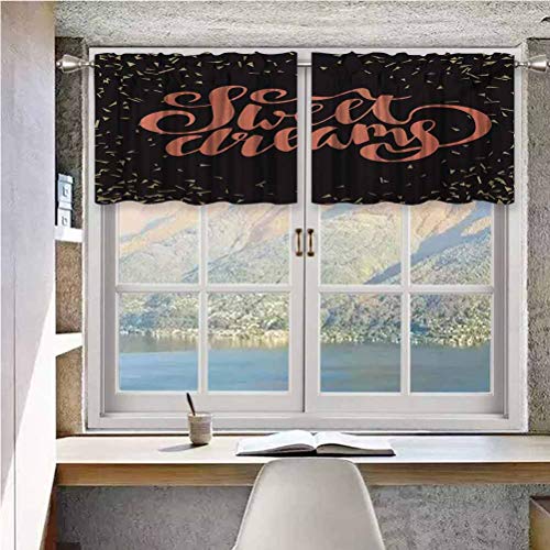 Hiiiman - Cortina de bolsillo para barra, con cita caligráfica moderna, con confeti gráfico disperso, juego de 2, tratamiento de ventanas de 137 x 91 cm para sala de estar