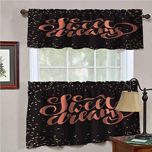 Hiiiman - Cortina de bolsillo para barra, con cita caligráfica moderna, con confeti gráfico disperso, juego de 2, tratamiento de ventanas de 137 x 91 cm para sala de estar